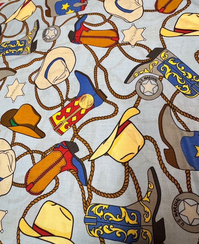 U S Marshall Cowboy Boots Fabric one 17 x 20 inch piece 100% Cotton Free Ship