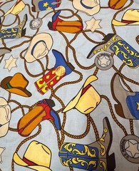 U S Marshall Cowboy Boots Fabric one 17 x 20 inch piece 100% Cotton Free Ship