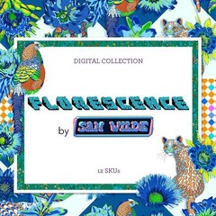 Florescence – Vanilla Vineyard Periwinkle by Sam Wilde for Free Spirit – 1/2 yd