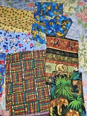 Lot Of 10 Pieces Of Kids Themed Cotton Quilting Fabrics Some Vintage Mixed Sizes