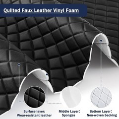 Diamond Quilted Faux Leather Headliner Material 2.1 Yards Black 55″ Wide
