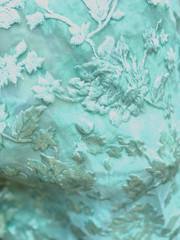 Light Green floral Velvet Burnout on chiffon Fabric By the Yard 48″ W