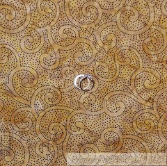 BonEful Fabric FQ Cotton Quilt VTG Brown Gold BATIK Black Dot Swirl Scroll Tonal