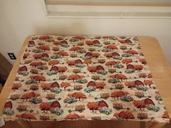 Vintage Fall Farm Fabric Print Finished 34×40 Vibrant Color Ready To Use