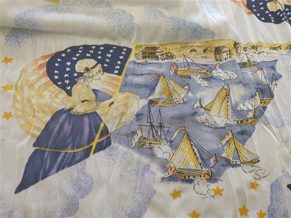 Vintage 9Yds Burlington Polyester Betsy Ross Patriotic Fabric 60″ 72543