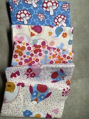 Cotton Fabric Cute Owl,Mushroom / 5Pieces 18”x 21”By Jo Ann