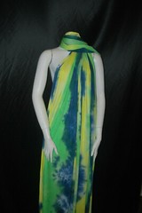 Rayon Spandex Tie-Dye Print Jersey Knit Fabric Teal Lime Yellow Combo 9 oz