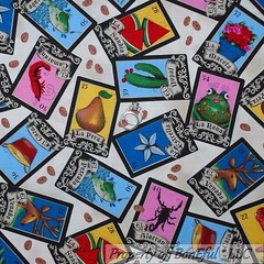 BonEful Fabric FQ Cotton Quilt Ethnic Flower Fish Frog Folk Art Tarot Card Print