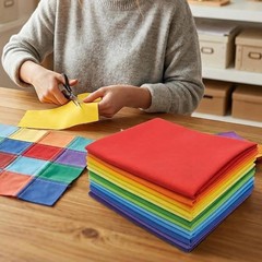 Bright Rainbow Fat Quarters Cotton Fabric Bundles 18×22 Inch Quilting 12 PCS