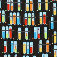 Science Fair 2 Fabric – Rainbow Test Tube Black – Robert Kaufman YARD