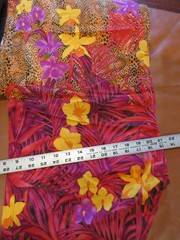 Tropical Floral Border Print Fabric Hibiscus Orchid Rayon Blend Apparel 2.6 Yds