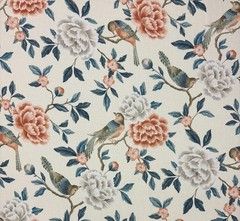 COVINGTON ALBA ROSE WINTER BIRD FLORAL MULTIPURPOSE LINEN FABRIC BY YARD 54″W