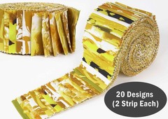 Yellow Floral Artistic 100% Cotton Precut Fabric Strips Jelly Roll Pad Bundles