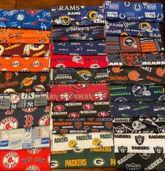 10 Pieces Lot Various NFL Sports Teams Cotton Fabric- 6” X 8”