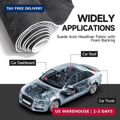 96″x60″ Black Suede Headliner Fabric Roll, Car Roof Liner | Tube Packaging, Wrin