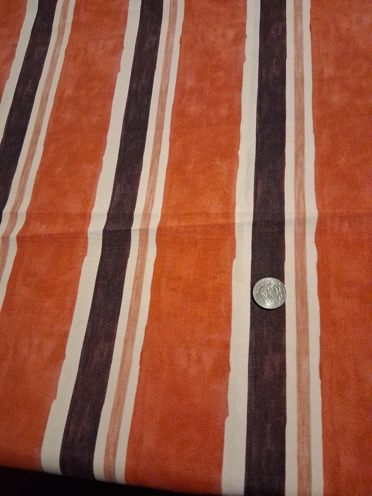 Orange Brown Gold Beige Stripes Heavy Cotton Fabric 36″ X 40″