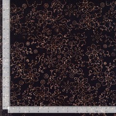 TONGA EMBER Batik Fabric | Swirl Vine Floral Dk Brown | Timeless Treasures YARD