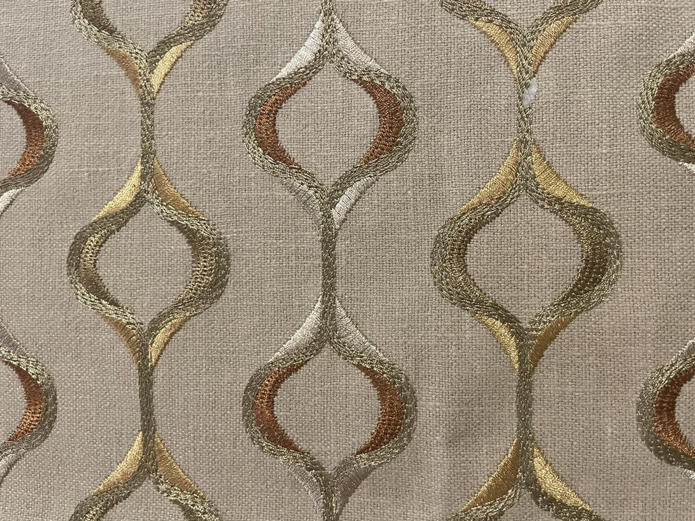 EMBROIDERED LINEN BLEND MULTIPURPOSE HOME DEC FABRIC- 1 3/8 yards