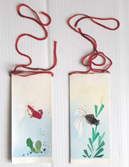 2X Goldfish Koi Black Fantail bookmarks Fish Pond Oriental Chinese Gifts