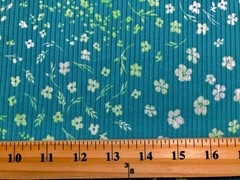 Rib Knit Fabric Persian Green Ditsy Floral Rayon 4 Way Stretch 60″W Yard-RBPR015