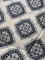 3 Yds 36 Inches Wide Woven Fabric Beige With Blue Boho Vibe