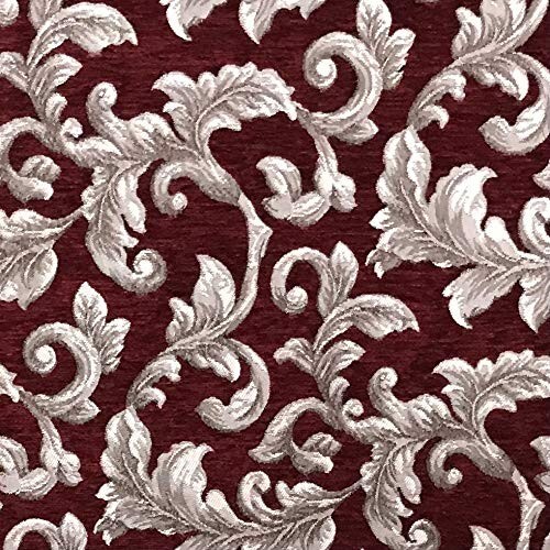 Luxurious Chenille Floral Vine Fabric for Sofa Cushion Cover Chair, Sold by Yard