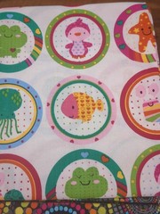 Lot of Fabric, children themed, owls, fish, frogs, whimsical, multicolor, 14oz