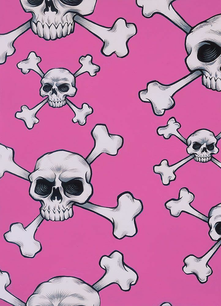 Alexander Henry Fabric BTY, Skull and Bones, Pink 8870C, TheFabricEdge