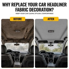 Headliner Fabric 108″ L x 60″ W Foam Backing for Car Truck RV SUV Boat Gray