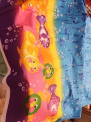 Vintage Cartoon Fish Seahorse Ombre Pastel Ocean 100% Cotton Children Fabric BTY