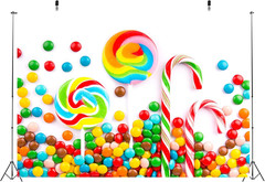7X5Ft Fabric Sweets Backdrop Candy Lollipops Candy Canes Colorful Candies Candyl