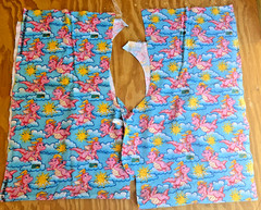 Vintage Dragon Tales Cassie Pink Dragon Sun Clouds Scrap Fabric Pieces 2003!