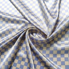 By Yard Chessboard Plaid Satin Fabric Geometric Silky Charmeuse material