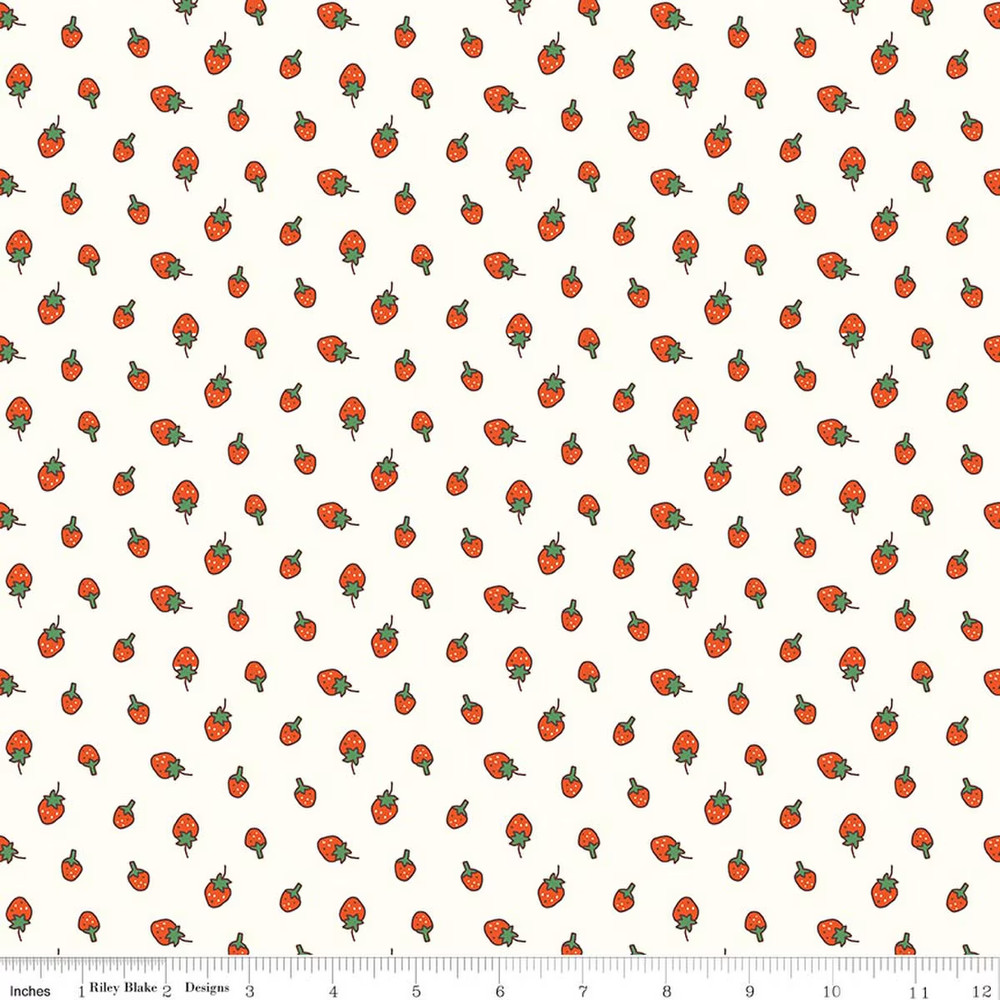 1/4 Yard 9×42 Riley Blake “Serendipity 2″ Strawberries Cream Quilt Cotton
