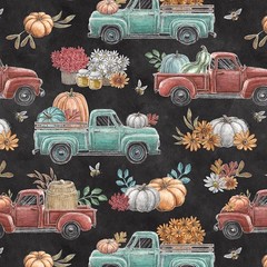 Fall Fabric | Late Summer Harvest Pick Up Truck Pumpkin | Blank Quilting YARD