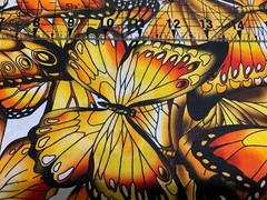 Fabric Butterfly Wings Monarch on White KAUFMAN Cotton 1/4 yard SRKD-18708-130