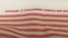 Red OFF WHITE RAILROAD STRIPE COTTON PILLOW TICKING P/Kaufman 2yd 16″ x56