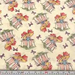 Vintage Michael Miller Surprise Hats Bunnies Bows Cotton Fabric by the HALF YARD