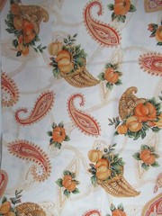 Fall/Autumn PUMPKINS Allover w/Cornucopia Cotton Fabric Cream Multi SBTY X44