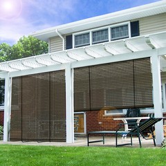 4-8 FT Roller Shade Brown Roll up Shade for Patio Porch Pergola Balcony Outdoor