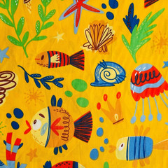 Ocean Fat Quarters Fabric Bundles for Quilting, Cute Fabric for Baby Boy, Cotton