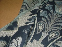 Art Deco Madison Sapphire Blue Thick Jacquard Curtain Upholstery Cushion Fabric