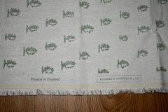 Rogers & Goffigon CHAMPLAIN — PINE Green 100% Linen Print Fabric LARGE REMNANT