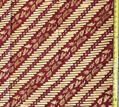 Vintage Indonesian Batik Cotton Fabric 41″ x 85″ Hand Stamped Parang Pattern 70s