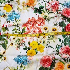 Colorful Floral Cotton Sateen Fabric 4y X 58″