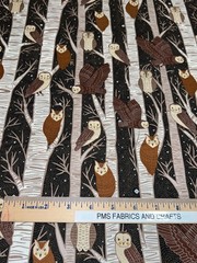 MODA Night Owl 100% med cotton fabric by the yard Midnight 48420 24 OWLS tree