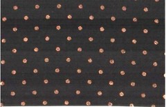 DESIGNER FABRIC BLK CHIFFON METALLIC COPPER DOTS 4.75yd