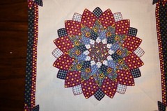Dahlia Navy Cheater Quilt Fabric Cotton/Poly 36 inches X 90 inches
