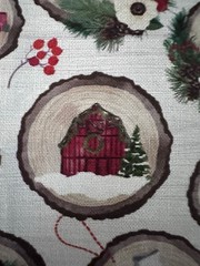 Christmas Holiday Theme Ornaments Wood-Cut Miniatures Fabric FAT QUARTER, FAT 8