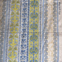 Vintage Kitty And The Muse Floral and Blue Stripe Fabric Cotton 2 Yds 45 Wide